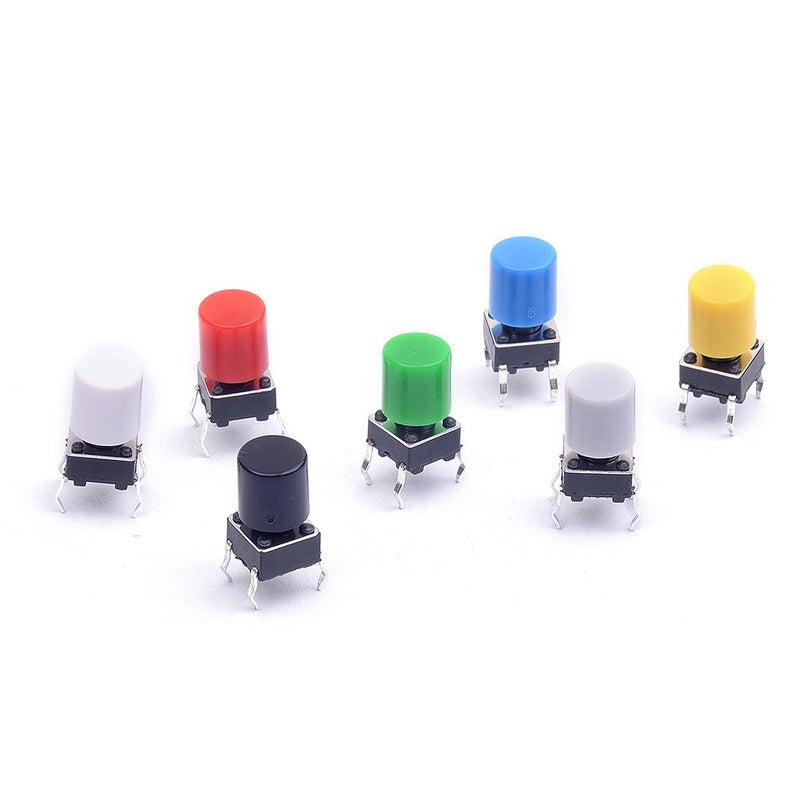 Cylewet 35Pcs 6Ã—6Ã—9mm Tactile Tact Push Button Switch Micro Switch Touch Switch with Button Caps of 7 Color for Arduino (Pack of 35) CYT1052 - Image 3